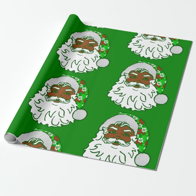 Papier Cadeau luau noël hawaïen afrique noir santa claus (Déroulé)