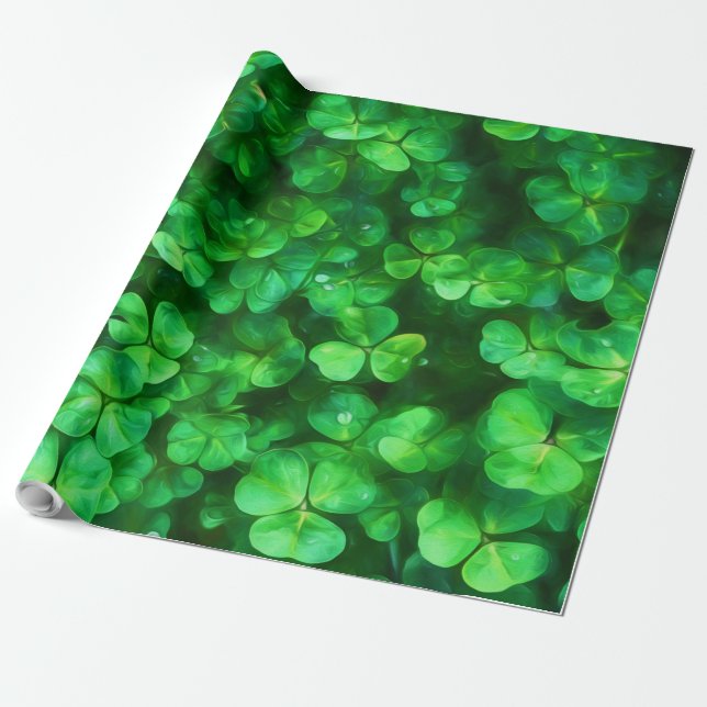 Papier Cadeau Lucky Celtic Irish Green Shamrocks (Déroulé)