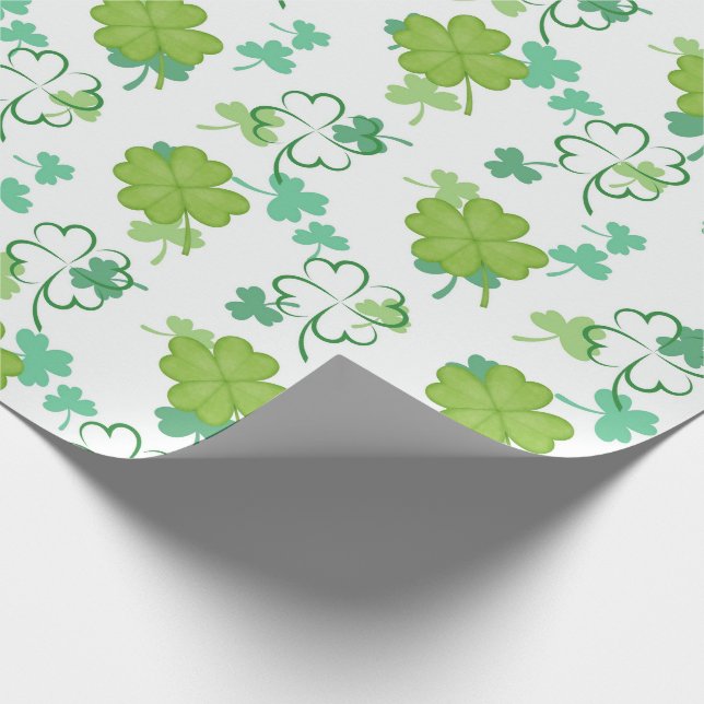Papier Cadeau Lucky Clover Motif - Design Shamrock vert (Coin)