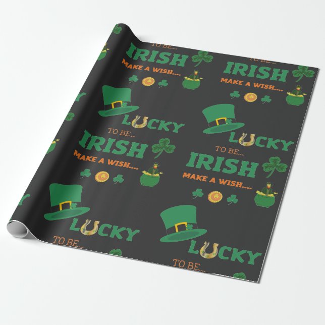 Papier Cadeau Lucky irish fait un voeu (Déroulé)