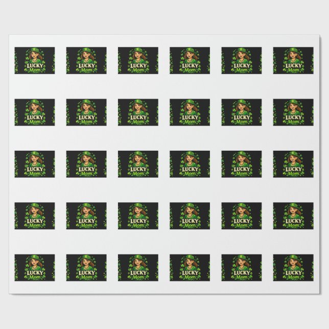 Papier Cadeau Lucky Mom – St. Patrick’s Day Clover Design (Plat)