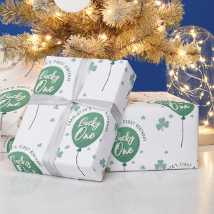 Papier Cadeau Lucky One 1er Anniversaire St Patricks Day Trèfle