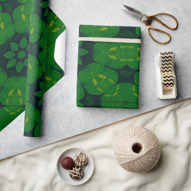 Papier Cadeau Lucky Wrap Green Irlandais Clover Motif No3 (Artisanat)