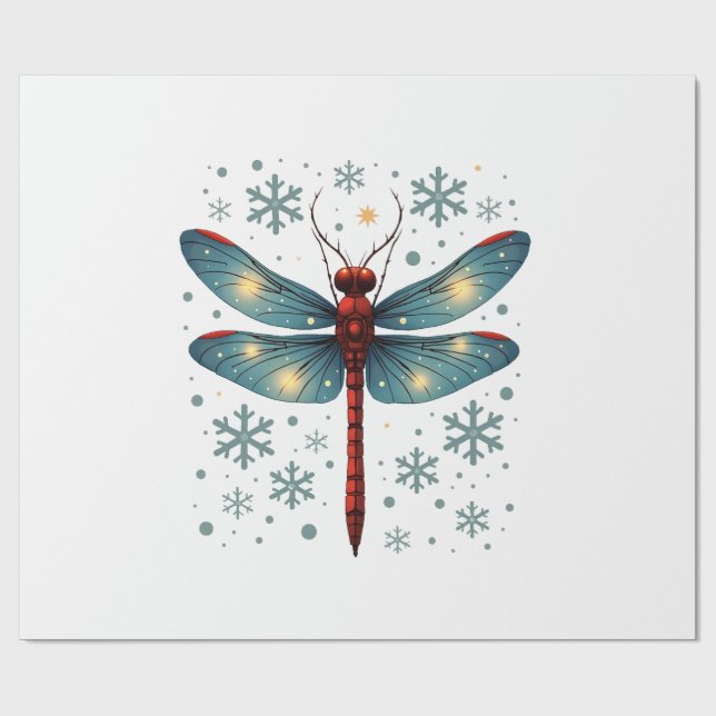 Papier Cadeau Lueur festive de libellule (Plat)