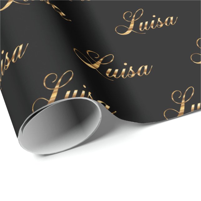 Papier Cadeau Luisa gold Design Lettering (Coin rond)