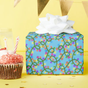 Papier Cadeau Lumières à cordes colorées Joli Motif bleu amusant
