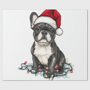 Papier Cadeau Lumières de Noël Bouledogue Français Cadeaux Chien