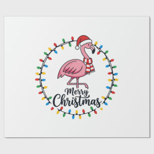 Papier Cadeau Lumières de Noël Flamant Rose Fêtes