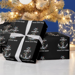 Papier Cadeau Lumières de Noël personnalisées Bateau de voile