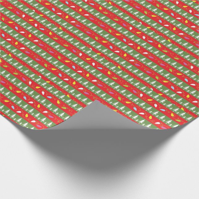 Papier Cadeau Lumières et sapins de Noël (Coin)