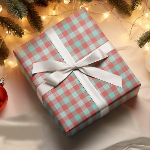 Papier Cadeau Lumineuse Rouge Turquoise Blanc Plaid cadeau de va