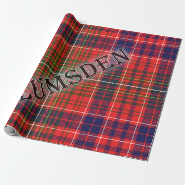 Papier Cadeau Lumsden Tartan avec le nom de famille (Déroulé)