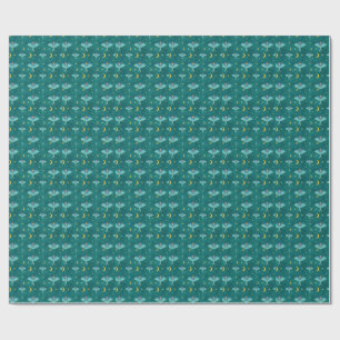 Papier Cadeau Luna Moth Céleste Lunes & Étoiles Turquoise