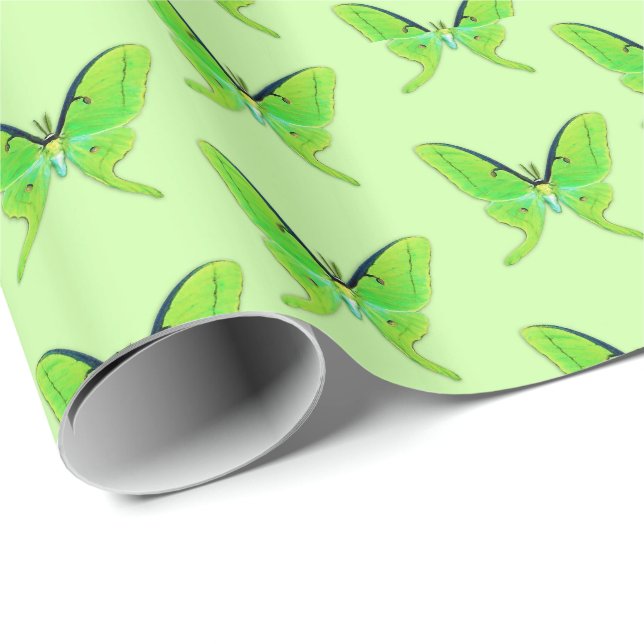 Papier Cadeau Luna moth sur un arrière - plan vert pâle (Coin rond)