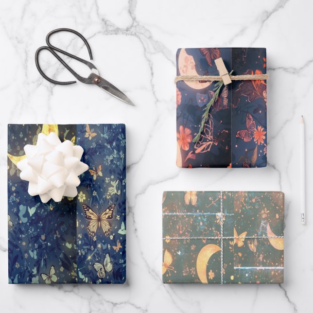 Papier cadeau lunaire - Design lune céleste (Recto)