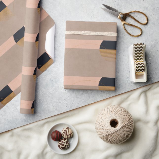 Papier Cadeau Lune Abstraite géométrique Lune Linéaire Beige mod (Artisanat)