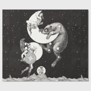 Papier Cadeau Lune céleste ciel Univers Dieu Nuit Illustration