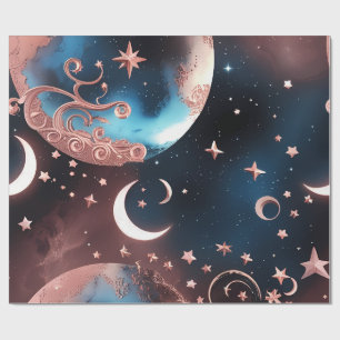 Papier Cadeau – Lune Céleste Rose Gold