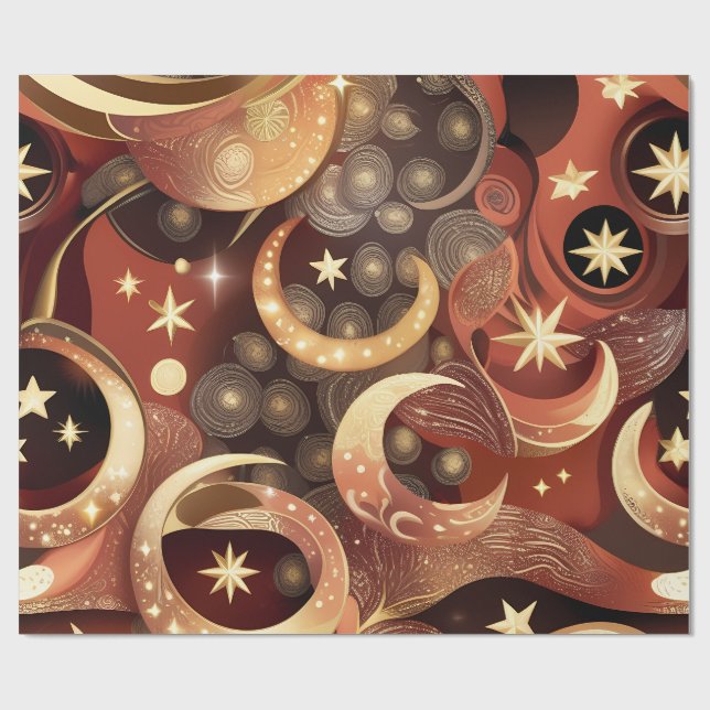 Papier Cadeau – Lune Céleste Terracotta Luxe  (Plat)
