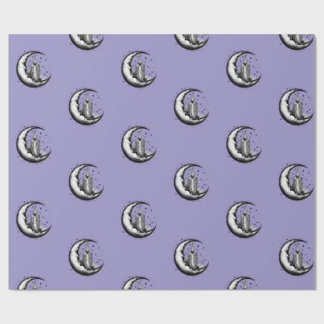 Papier Cadeau Lune éclairée aux chandelles (Plat)