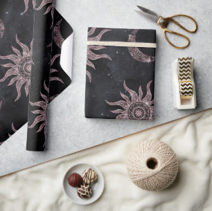Papier Cadeau Lune rose noire Mandala