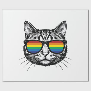 Papier Cadeau Lunettes de soleil arc-en-ciel vintage Chat Fierté
