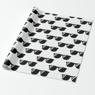 Papier Cadeau Lunettes de soleil rétros cool Grand Party noir bl