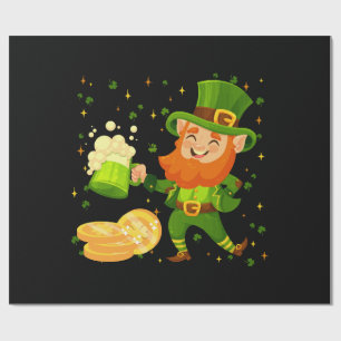 Papier Cadeau Lutin buvant de la bière St. Patrick's Day