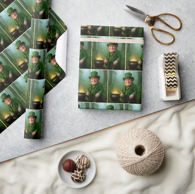 Papier Cadeau Lutin irlandais avec un pot d'or (Artisanat)