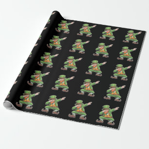 Papier Cadeau Lutin vert faisant le Dab Dab pour la Saint-Patric