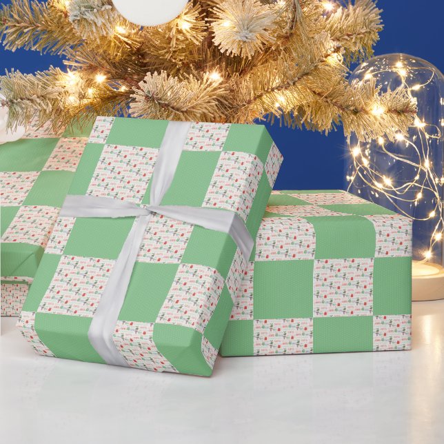 Papier Cadeau Lutins de Noël à pois (Vacances)
