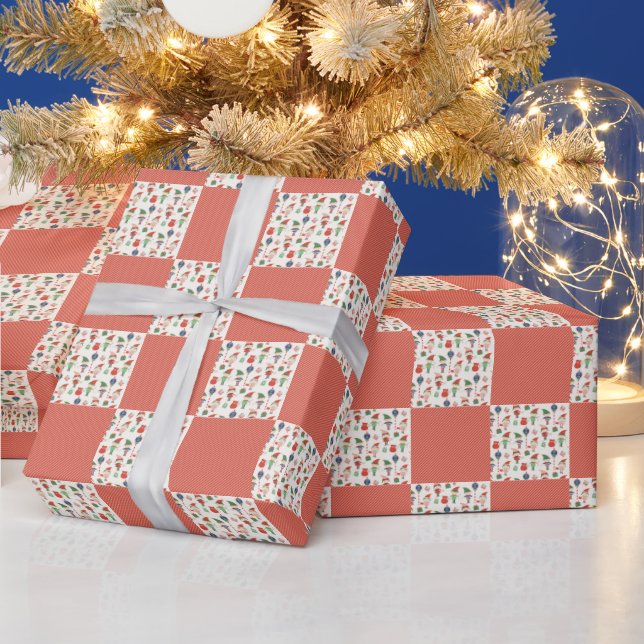 Papier Cadeau Lutins de Noël à rayures rouges (Vacances)