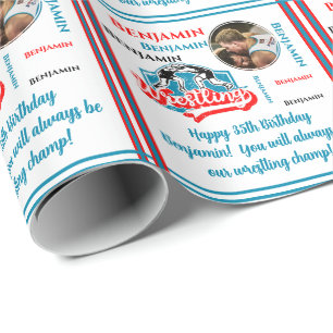 Papier Cadeau Lutte Nom Photo Age Anniversaire