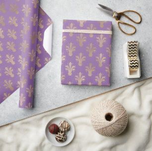 Papier Cadeau Lux Gold Fleur de Lis et Amethyst