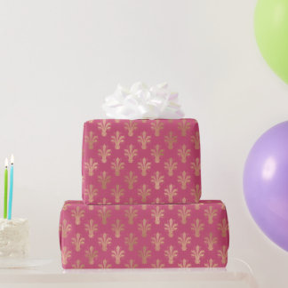 Papier Cadeau Lux Gold Fleur de Lis et Raspberry Sorbet