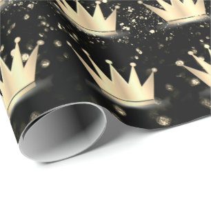 Papier Cadeau Lux scintillant de Champaigne d'or de noir de