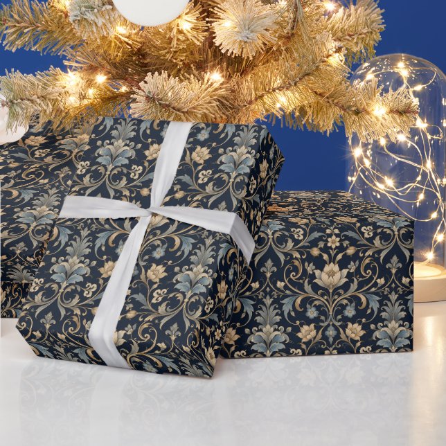 Papier Cadeau Luxe Élégant Floral Filigrane (Vacances)