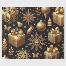 Luxe Gold Foil Stars & Ornaments Holiday Gift Wr