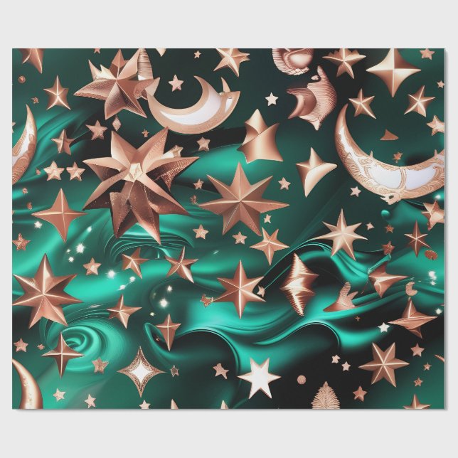 Papier Cadeau – Luxe Malachite Vert Céleste  (Plat)