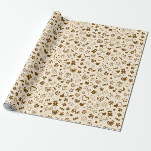 Papier Cadeau Luxe Moderne Élégant Amour Or Coeur