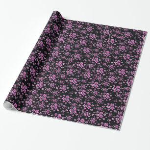 Papier Cadeau Luxe Populaire Noir violet Floral
