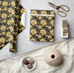 Papier Cadeau Luxueux Rose doré Motif sans couture