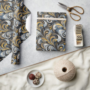 Papier Cadeau Luxueux Swirl Motif Motif sans couture