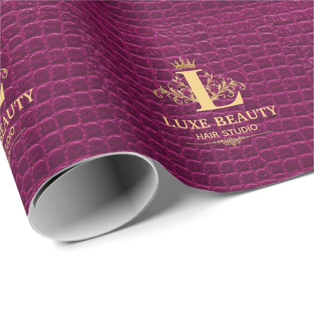 Papier Cadeau Luxury Crocodile Leather Monogram Gold Initial  (Coin rond)