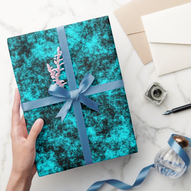 Papier Cadeau Luxury Turquoise & Black Marble (Cadeaux)