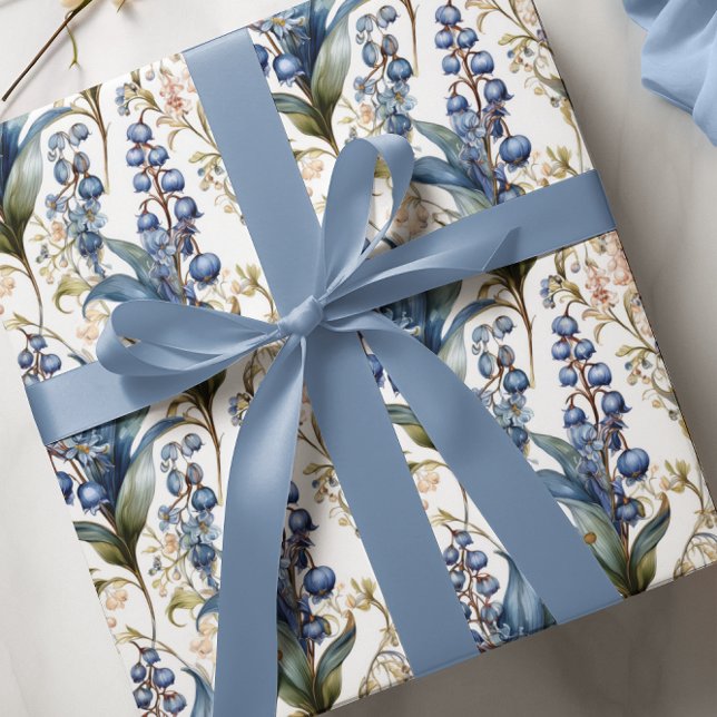 Papier Cadeau Lys de la vallée et Hawthorn modèle floral (Elegant Maximalist Lily of the Valley and Hawthorne Floral Wrapping Paper)