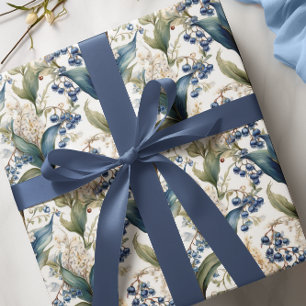 Papier Cadeau Lys de la vallée et Hawthorn modèle floral