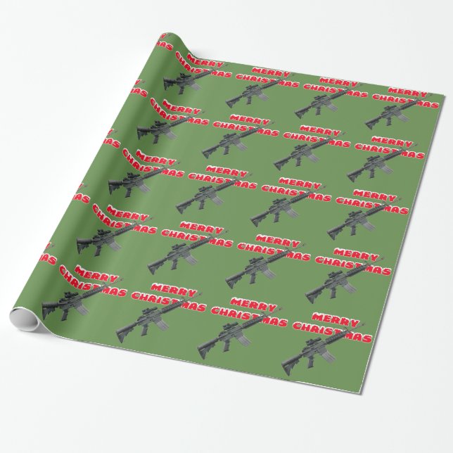 Papier Cadeau M4 Armes, Joyeux papier d'enveloppement de Noël (Déroulé)