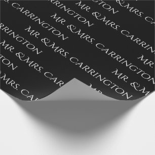 Papier Cadeau M. Et Mme Nom Script Black White Chic Mariage