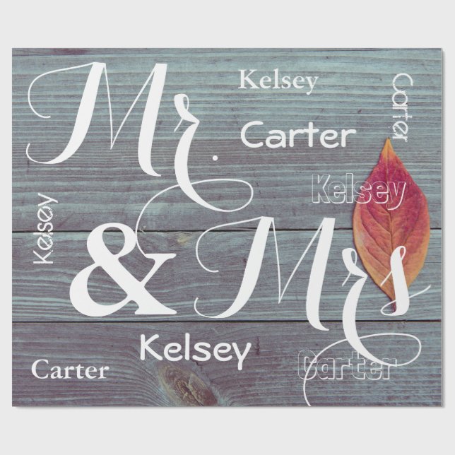 Papier Cadeau M. & Mme Mariage/Anniversaire Noms personnalisés (Plat)